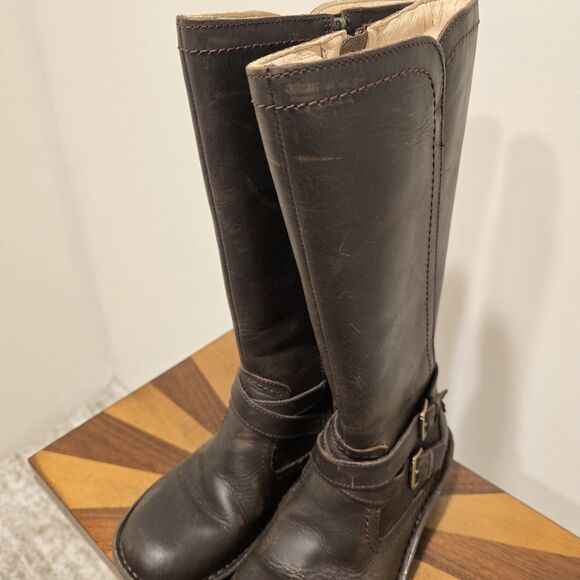 UGG Australia Rosen Riding Boots Brown Leather 7 Womens Wool Fur Lined Winter - Picture 15 of 15